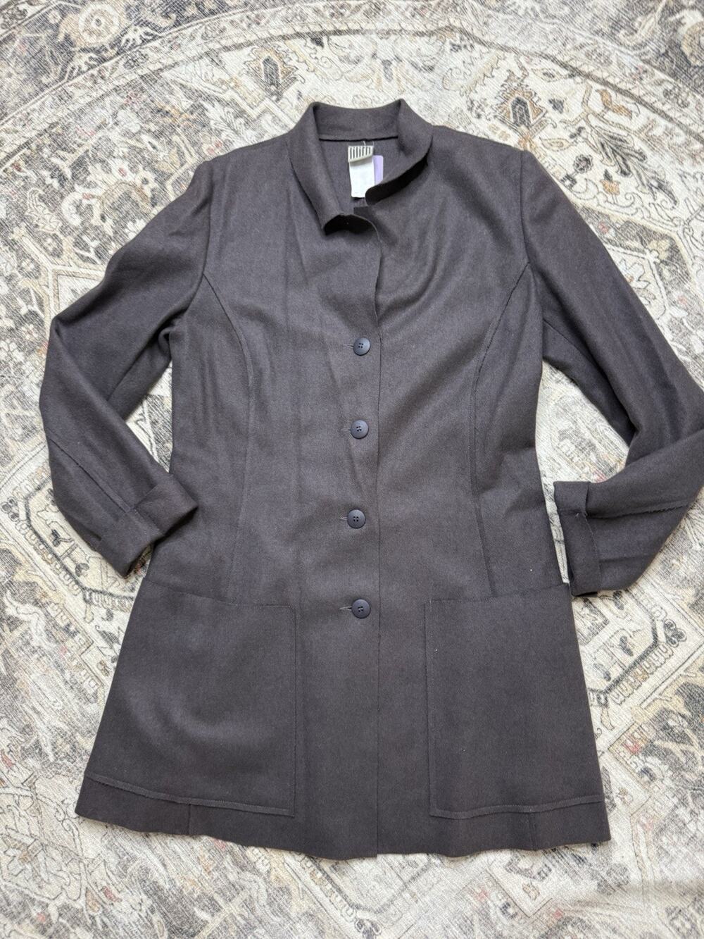Lilith France Wool Jacket Longline Blazer Unlined Brown Designer Blazer Sz S